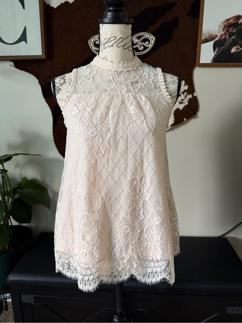 Lace Halter Blouse in Blush